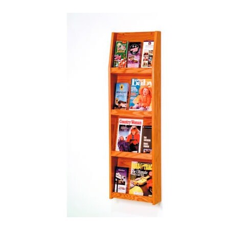 Wooden Mallet 4 Magazine/12 Brochure Wall Display - Medium Oak LD49-12MO